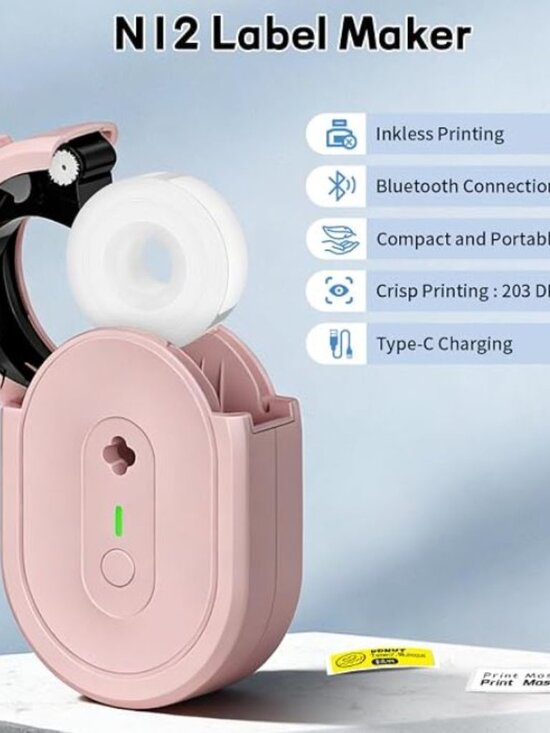 Other - Mini Label Maker Machine with Tape, N12 Portable Bluetooth Label Printer